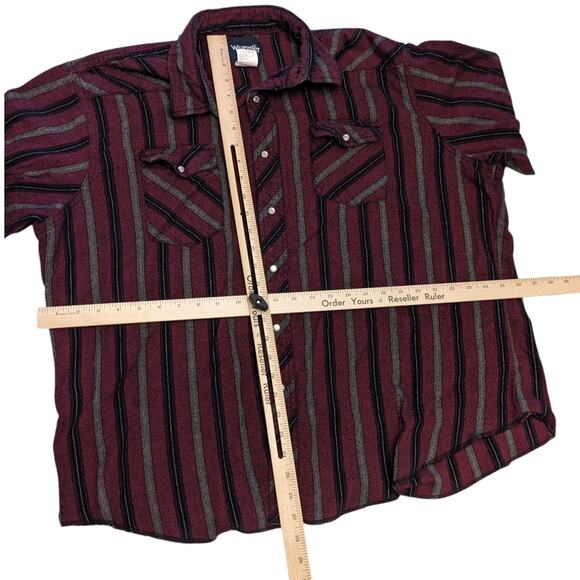 Wrangler Western Pearl Snap Shirt Mens XXL Long Sleeve Burgundy Cowboy Rodeo - Picture 3 of 13